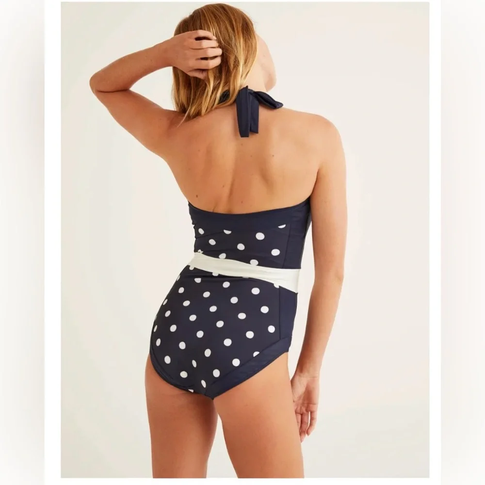 New Boden Polka Dot Santorini Halterneck Swimsuit. Sz 6